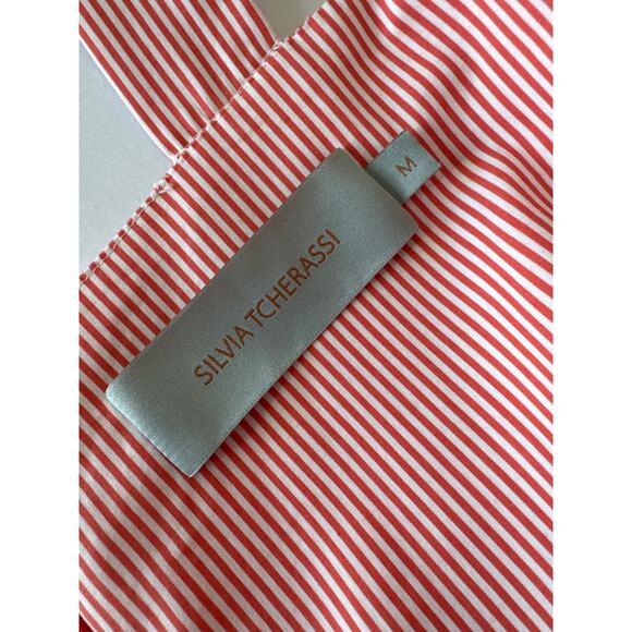 SILVIA TCHERASSI Dione Striped Midi-dress In Orange Embroidered Flower MEDIUM - Picture 4 of 12